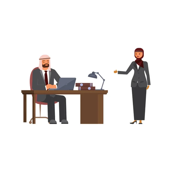 Arabski biznes mężczyzna i kobieta biznesu — Wektor stockowy