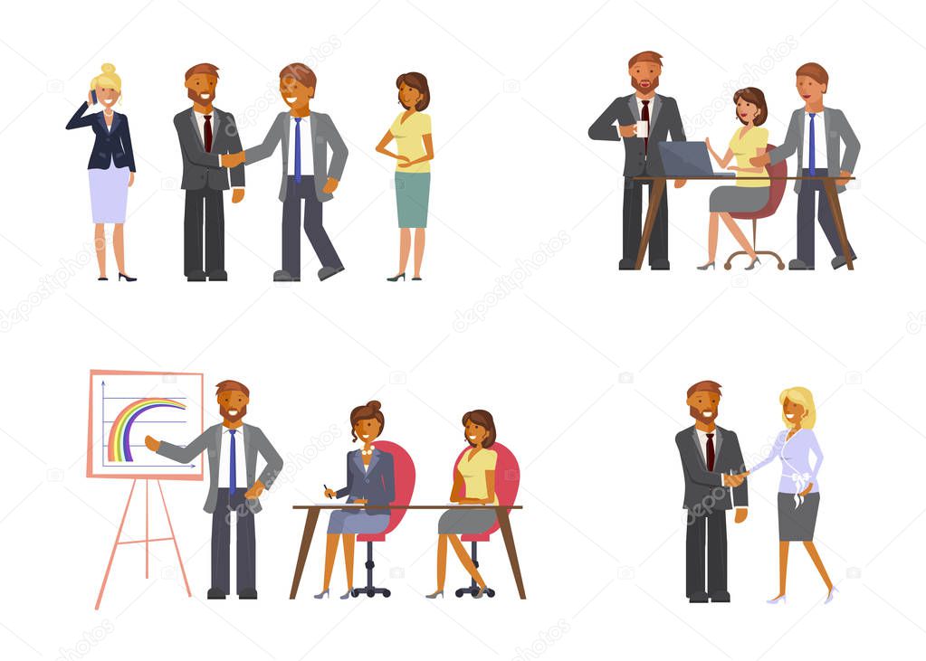 Set of business meetings concept. 