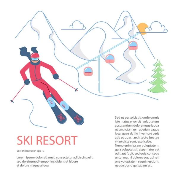 Banner template for Mountain Ski Resort. — Stock Vector