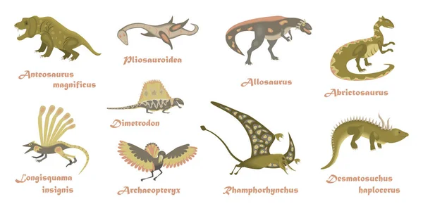 Conjunto de dinossauros de desenhos animados —  Vetores de Stock