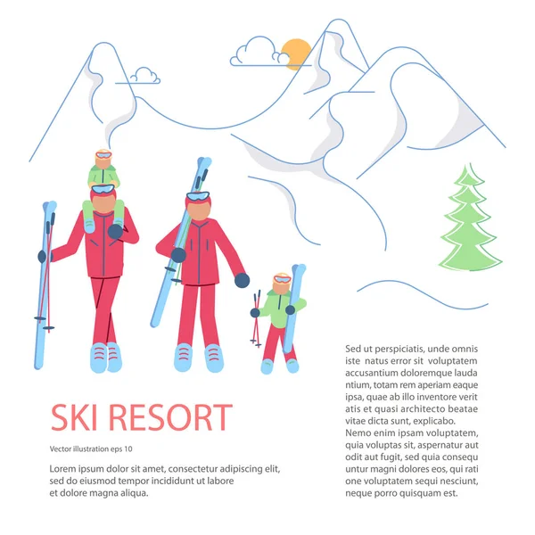 Modelo de bandeira para Mountain Ski Resort . —  Vetores de Stock