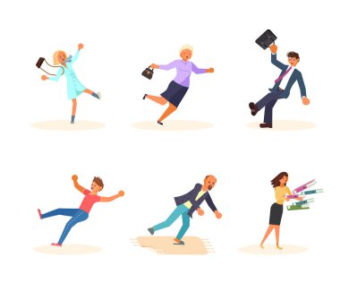 Set Of Falling People Isolated clipart