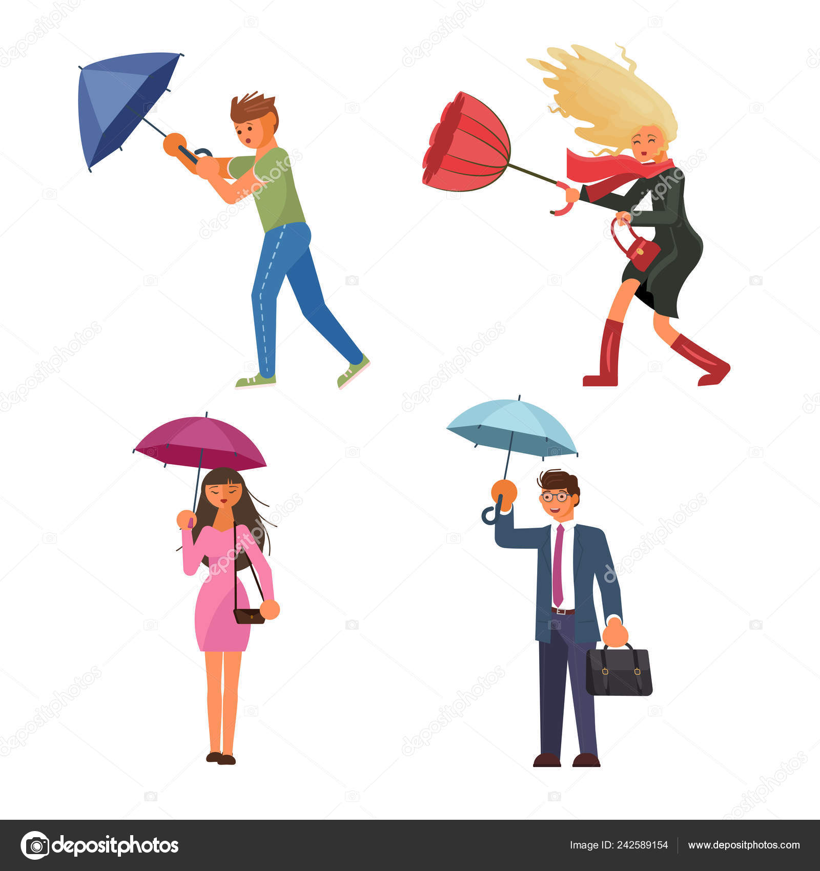 Menschen mit Regenschirm im Regen Stock-Vektorbild von  ©tatianastulbo.gmail.com 242589154, image size:1600x1700