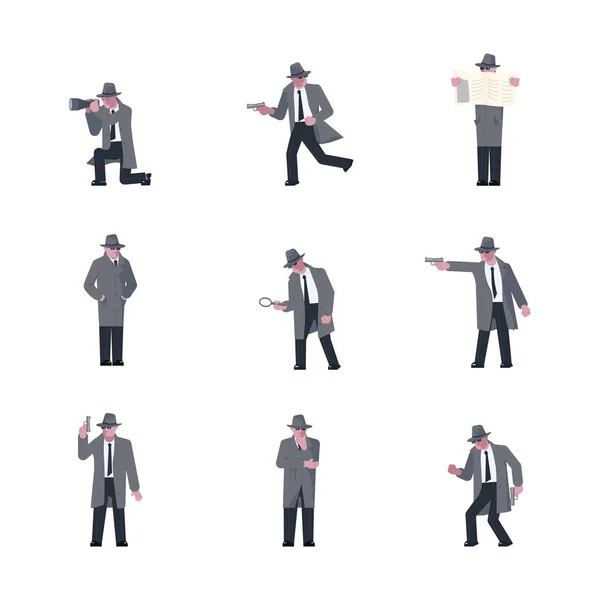 Set of Mysterious man — Stock Vector
