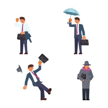 İşadamı farklı Mevsimler ve hava içinde dizi