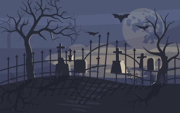 鬼和僵尸在可怕的万圣节背景 — 图库矢量图片
