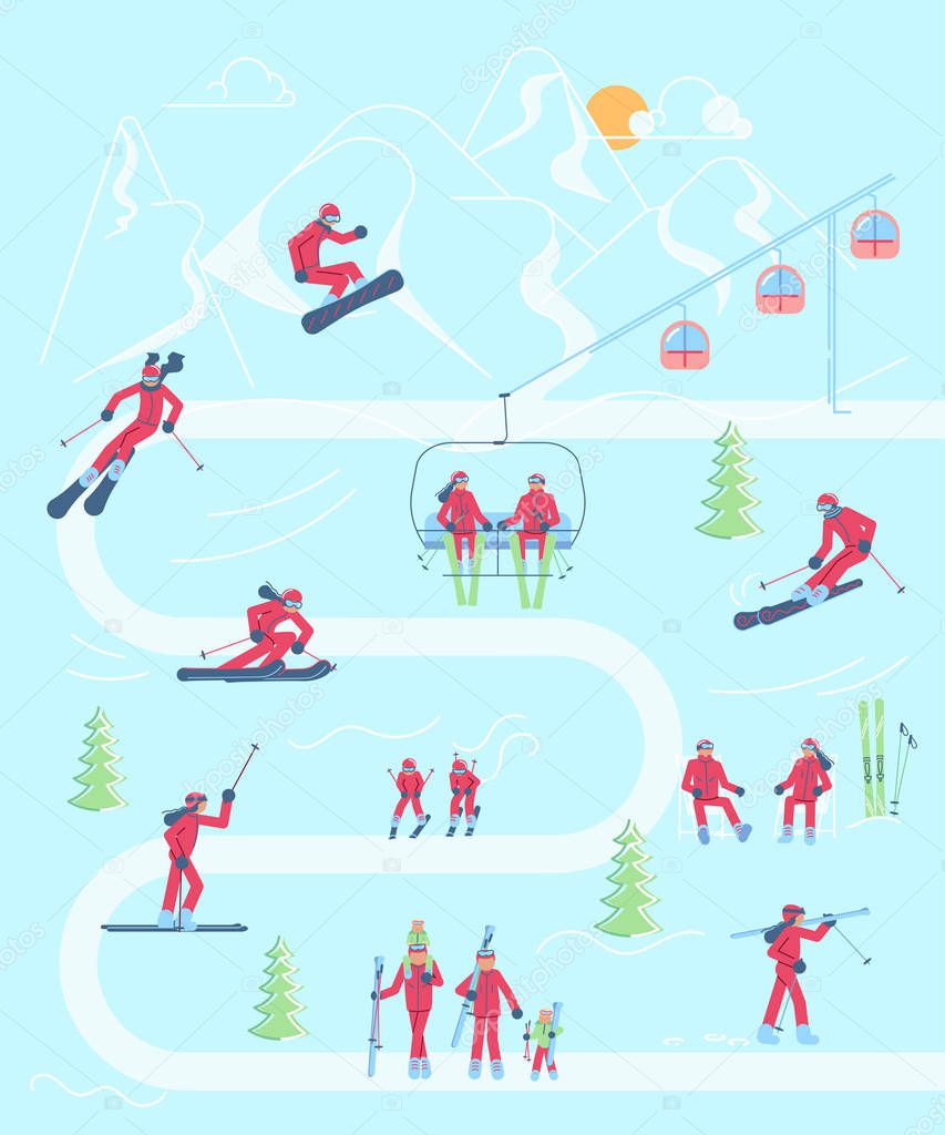 Mountain Ski resort infographic map