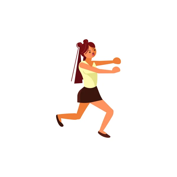 Female cartoon character chasing someone — Stock Vector