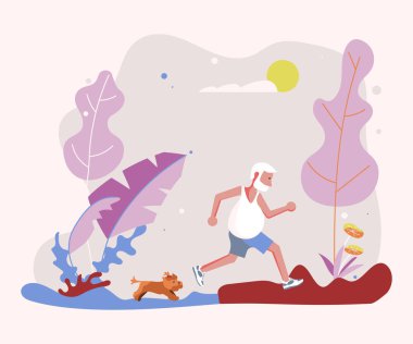 yaşlı adam köpeğiyle