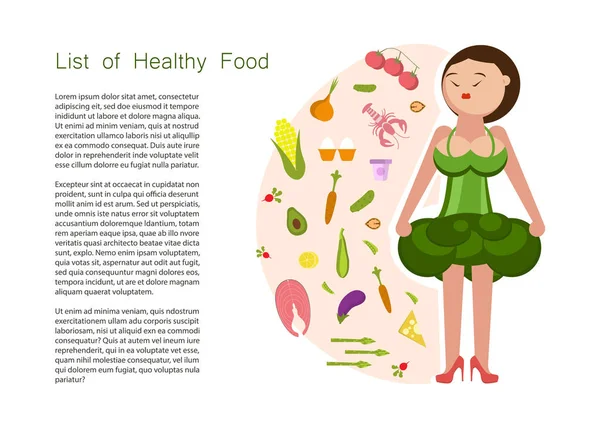 Jedzenie zdrowy pomysł i dieta porady — Wektor stockowy