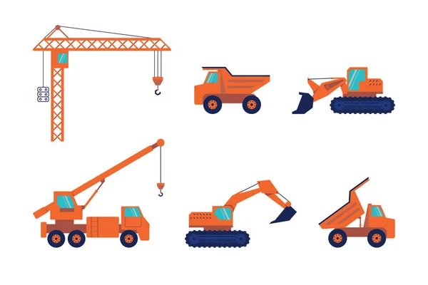 Conjunto de equipos y maquinaria de construcción — Archivo Imágenes Vectoriales