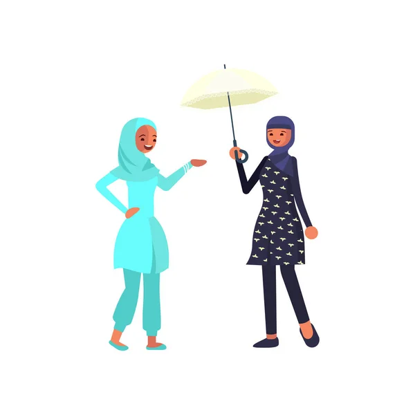 Two beautiful arab girls in burkini — Stock Vector