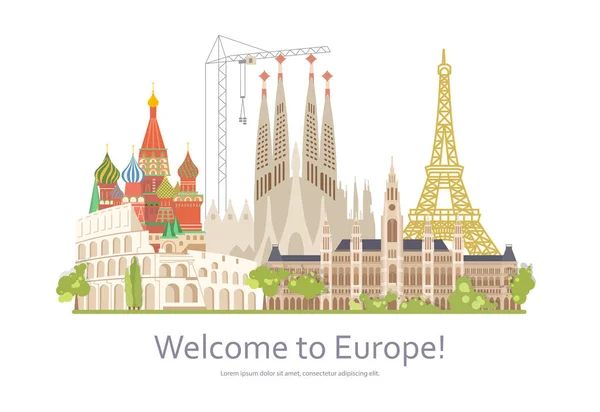 Welcome to Europe travel. — Stock Vector