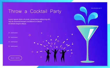 Kokteyl parti tarifleri sayfa web sitesi şablonu.