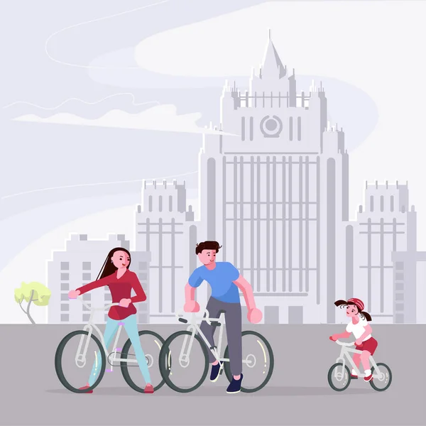 Familles avec vélos pour enfants — Image vectorielle