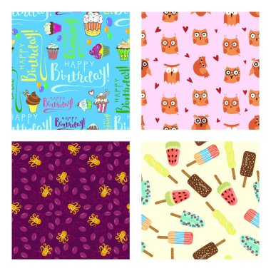 Mutlu Doğum günü Dikişsiz desen seti