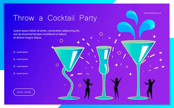 Cocktail Party Rezepte Seite Webseite Vorlage. — Stockvektor