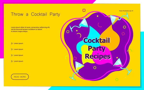 Ιστοσελίδα συνταγές κοκτέηλ πάρτι — Διανυσματικό Αρχείο