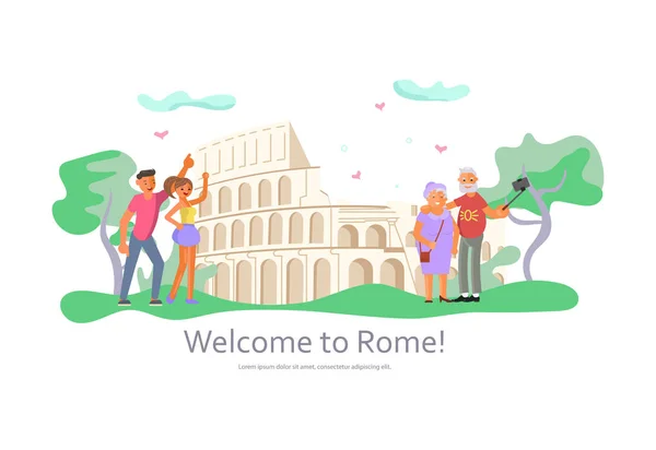 Bem-vindo ao site da página Roma — Vetor de Stock