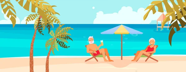 Senioren zu zweit im Urlaub — Stockvektor