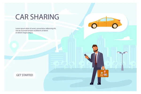 Carsharing pagina modello di sito web — Vettoriale Stock