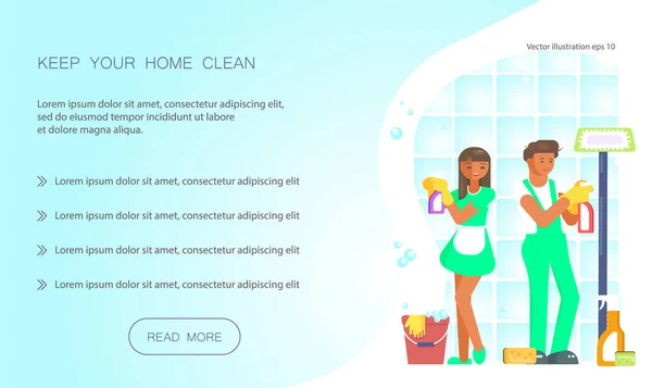 Jaga kebersihan rumah Anda desain web - Stok Vektor