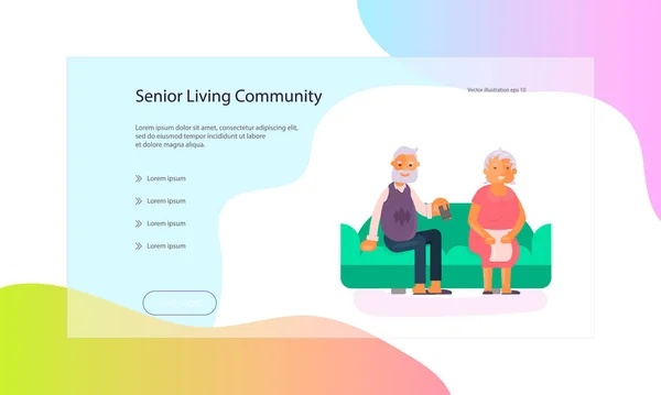 Página web del estilo de vida de las personas mayores — Vector de stock