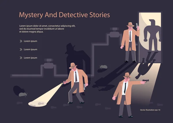 Modelos de landing page para blog Detective — Vetor de Stock