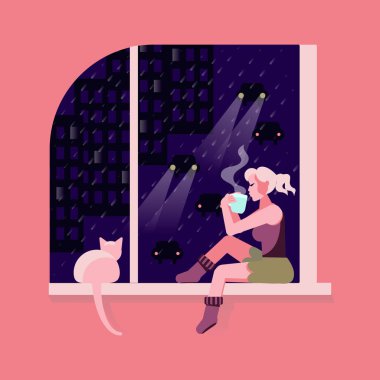 kahve ile güzel bir kadın