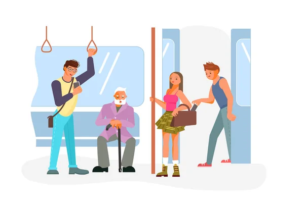 Pickpocket dans les transports publics — Image vectorielle