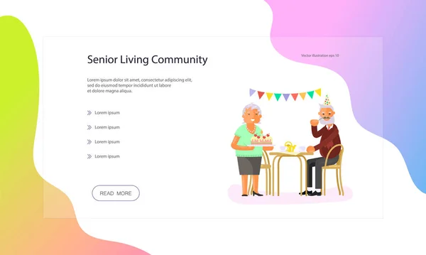 Página web del estilo de vida de las personas mayores — Vector de stock