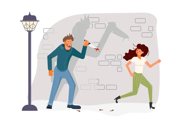 Gloating pembunuh dan gadis — Stok Ilustrasi Gloating pembunuh dan gadis Stok Vektor Bebas Royalti