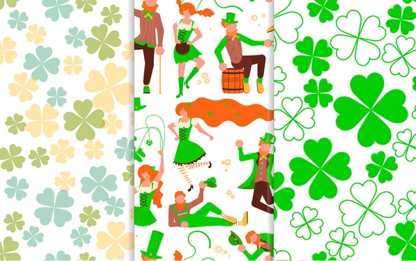 Conjunto de patrones para el Día de San Patricio — Vector de stock