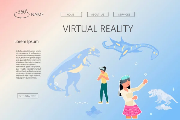 Modelo de página web tecnologia VR —  Vetores de Stock