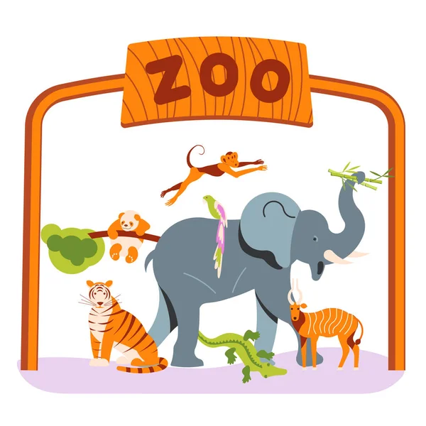 Plantilla de banner de entrada Zoo — Vector de stock