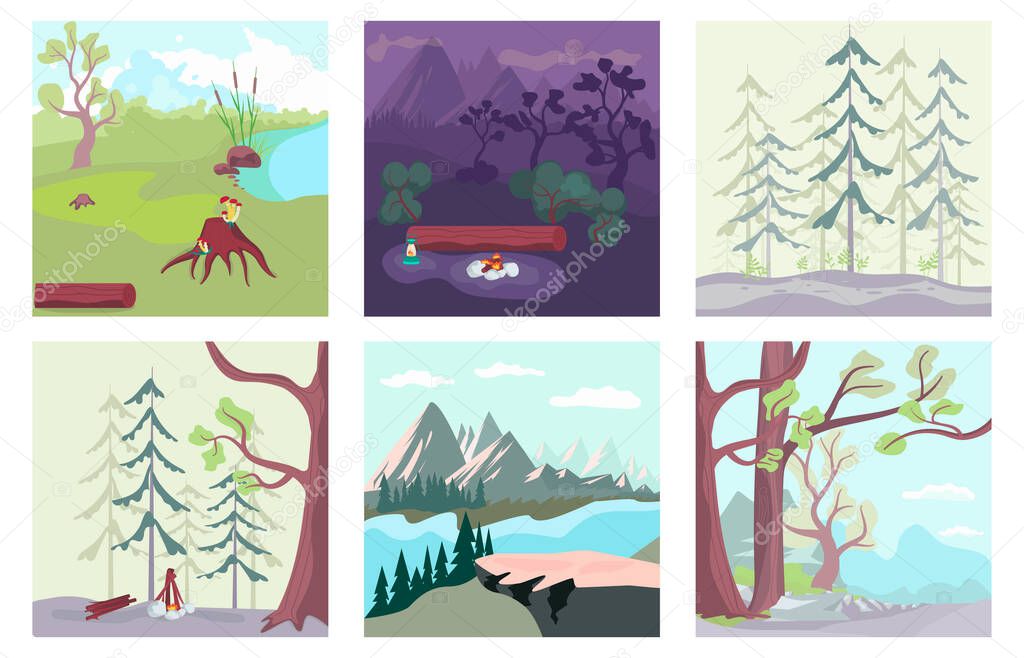 Set of landscape scenery banner