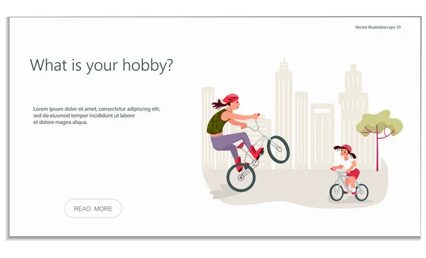Веб сайт для велосипедного хобі — стоковий вектор