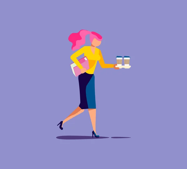 Business woman with coffee mug — Stock Vector