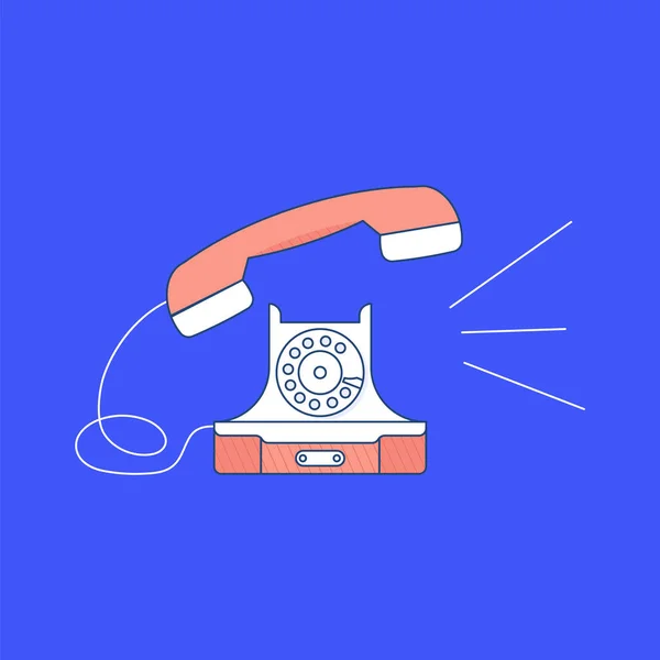Vintage telefoon in grote lijnen — Stockvector