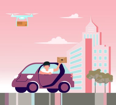 Kurye servisinin kare pankartı