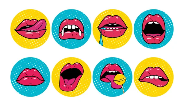 Red comic Mouth set — Stock Vector