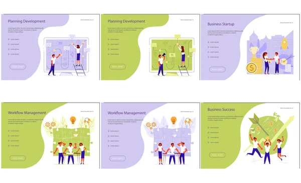 Conjunto de plantillas de página web del proceso empresarial — Archivo Imágenes Vectoriales