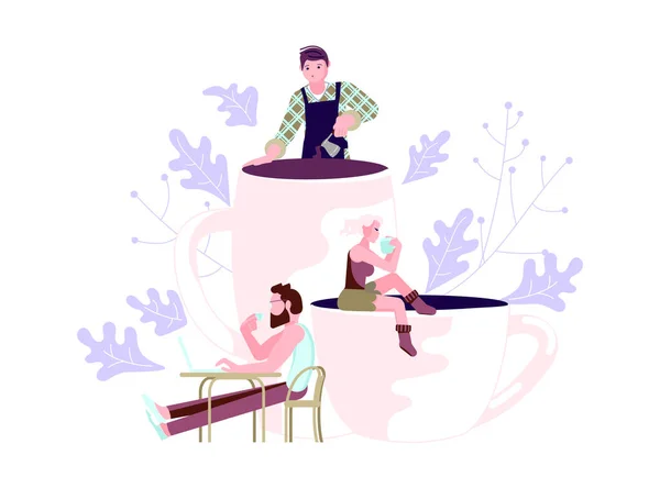 Petites personnes et café — Image vectorielle