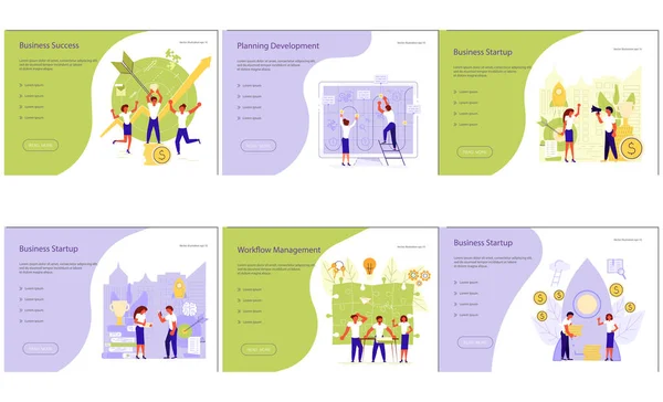 Conjunto de plantillas de página web del proceso empresarial — Archivo Imágenes Vectoriales