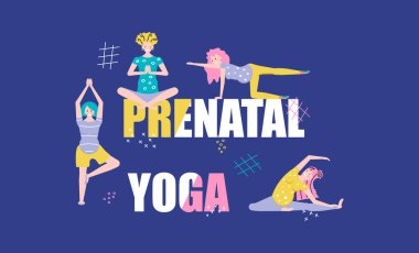 Doğum öncesi yoga yatay afişi.