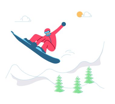 Kış Dağlarında Snowboardcu 