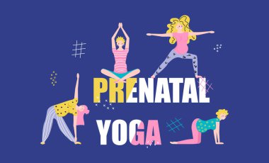 Doğum öncesi yoga yatay afişi.