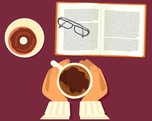 Pausa caffè con libro — Vettoriale Stock