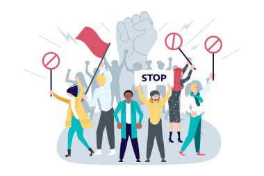 Bir grup protestocu bir arada.