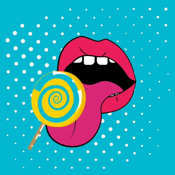 Mujer labios pop art estilo retro — Archivo Imágenes Vectoriales